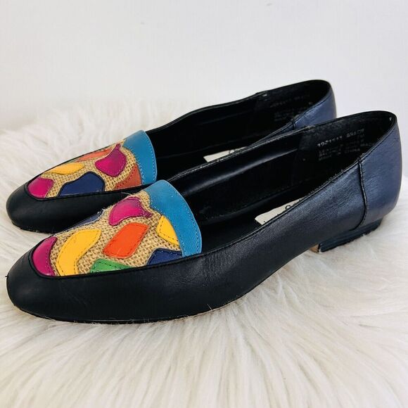 🎉Clearance🎉 Arpeggios Black Colorful Patchwork Genuine Leather Loafers ~ 7.5 - Picture 1 of 8